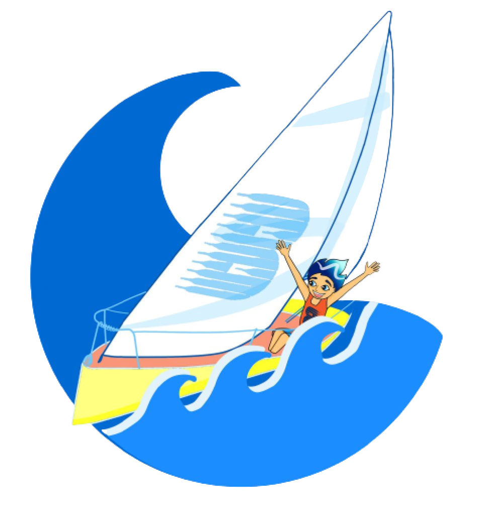 Bluewind mascot enjoying the sailing trip