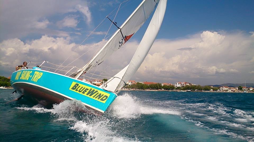 Group of people having fun on a sailing trip with Bluewind Advneture crew